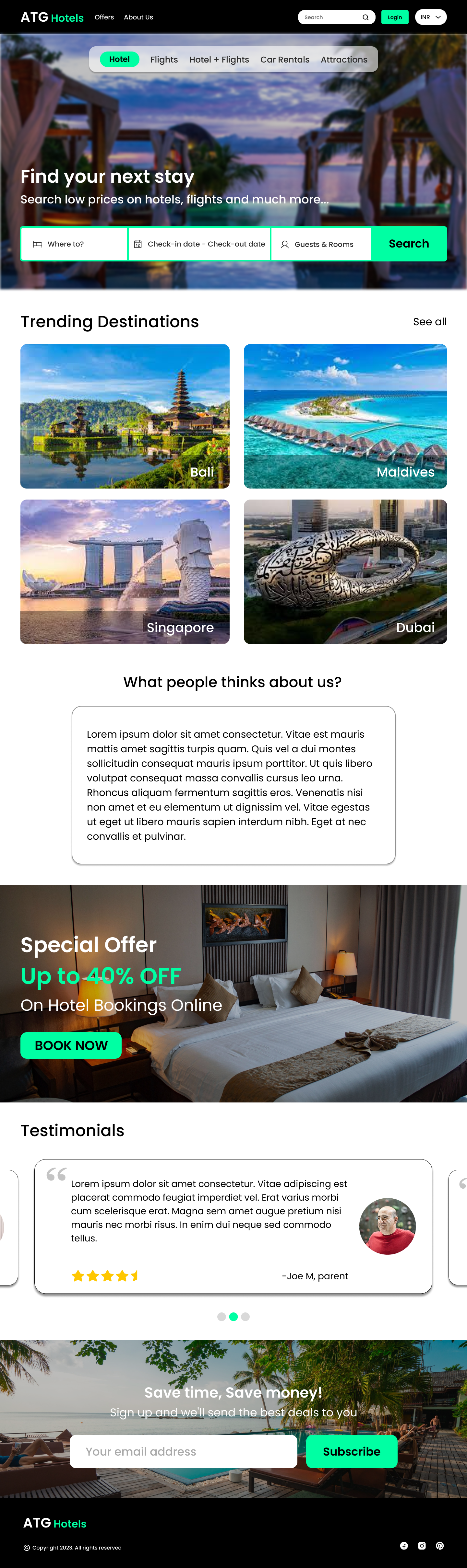 Landing Page For Hotel Boking Website