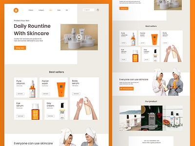 Skincare products landing page UI design🧖🏼‍♀️ app branding design illustration skincare typography ui ux