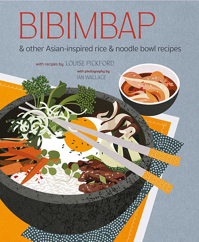 Bibimbap book cover digital folioart food illustration publishing recipe book sally caulwell texture vector