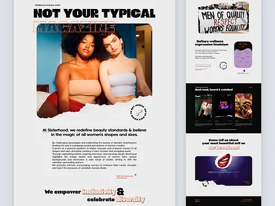 Sisterhood Magazine branding design diversity editorial education equality gallery graphic design inclusive interface magazine scroll social ui user experience ux web web design women women size