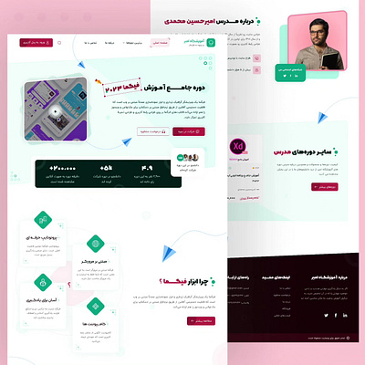 Landing page for the introduction of the Figma website course animation course design design landing page figma graphic design header idea hero section idea web illustration introduction design landing page learning responsive slider design tutorial design uidesign web design website wordpress طراحی لندینگ پیج وبسایت
