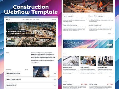 Acero - Construction Webflow Template architect architectural architecture architecture website blog building civil engineering clean construction design figma homedecor minimal modern pixel perfect template ui webdesign webflow website