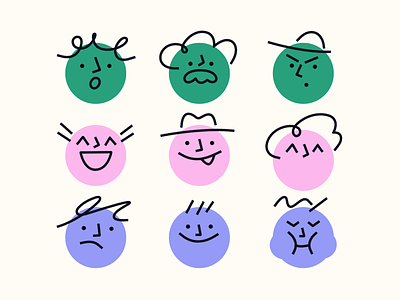 Random Characters abstract avatar character cute emoji emoji set emoticon emotion flat funny hand drawn icons illustration minimal shapes simple smile smiley sticker vector