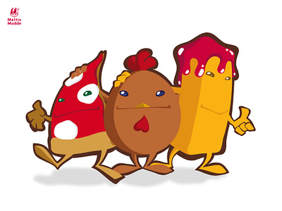 PiPoPa art chicken chips deli funny illustration mascot pizza vector vectorart