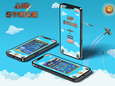 Air Strike Game UI Ux design 2d game 2d game ui air strike air strike game ui fighter plane games game design game graphic design game interface game ui game ux graphic design hypercasual game mockup plane game plane game ui ui