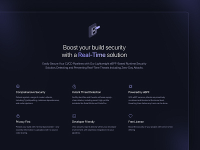 Product Features | Landing Page branding bullets clean code cyber dark design system devops features figma flat github homepage landing page layout line icons purple security ui ux