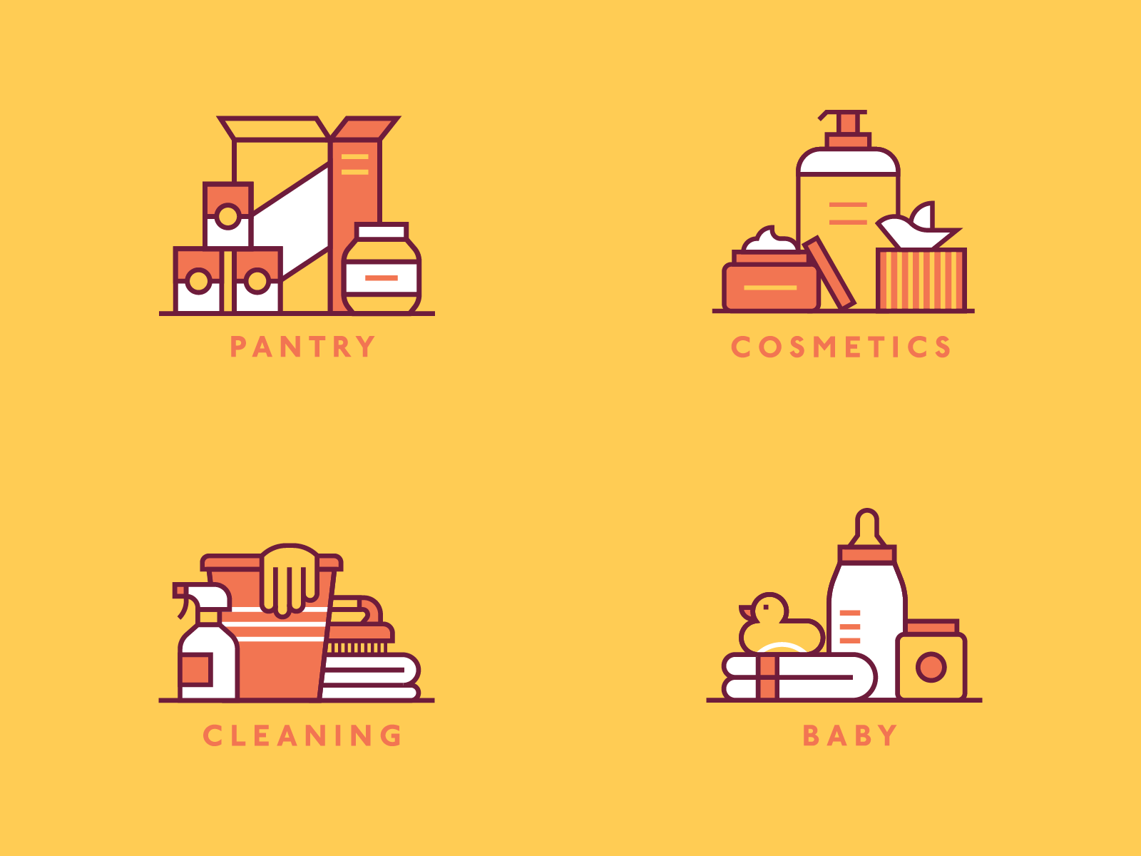 Superette Icons 🥫 character cosmetics design geometric icon illustration line logo spot illustration store superette ui ux vector