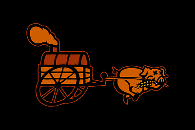 THE BBQ BUGGY - PIG PULL barbecue bbq branding logo mascot meat pig smoker wagon wheat