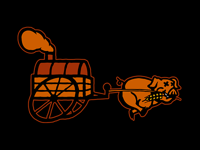 THE BBQ BUGGY - PIG PULL barbecue bbq branding logo mascot meat pig smoker wagon wheat