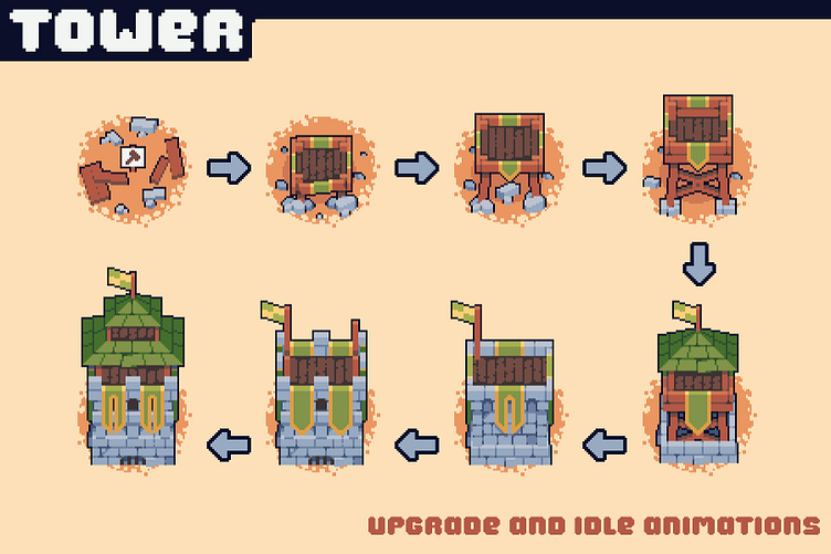 Free Archer Towers Pixel Art for Tower Defense by 2D Game Assets on ...