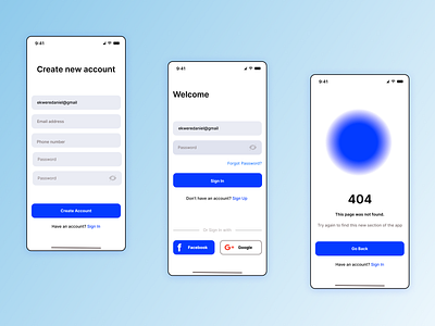 SignUp Screen 404 page applicaton design mobile app nft product design signup screen ui uiux ux