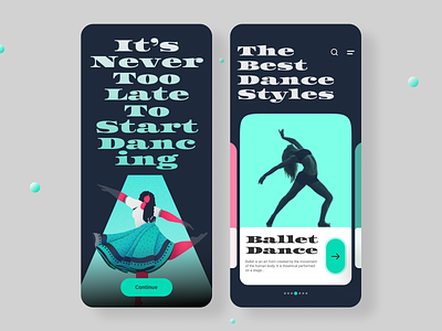 Dance learning UI screens app ballet dance dance dance learning illustration ios mobile mobile app typography ui