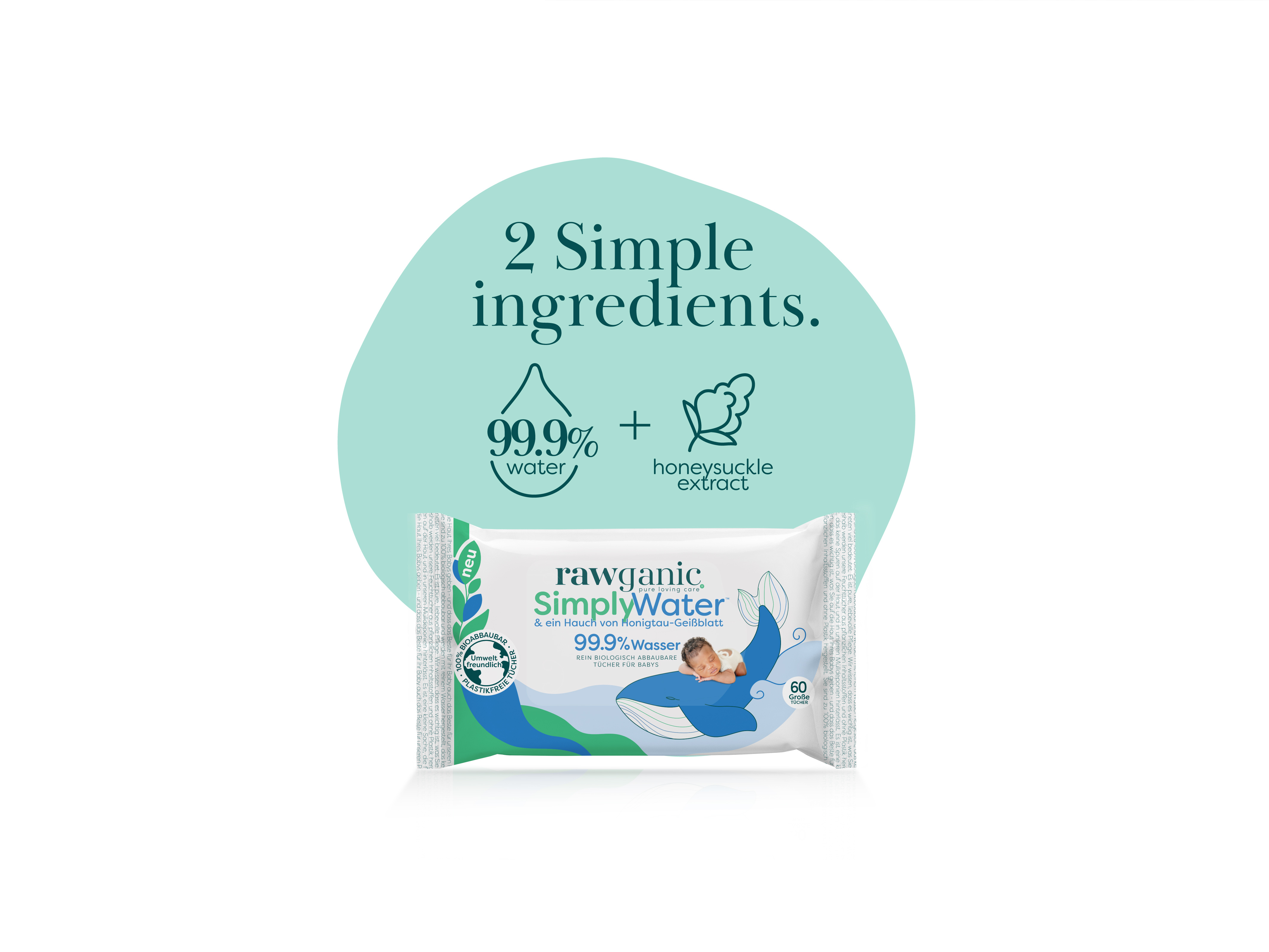 Example of Rawganic SimplyWater baby brand identity & packaging design