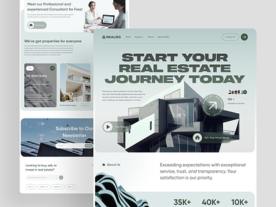 Realies - Real Estate Landing Page agency appartement architecture building hero home house journey land landing page map property real estate ui uiux ux web web design website website design