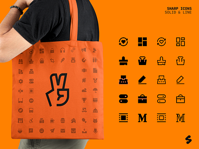 Tote Bag - Sharp Icons branding design flat icons illustrator logo minimal product tote bag ui use case vector web