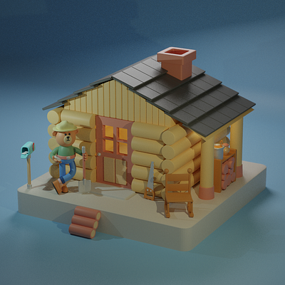 Bear House 3d art blender cartoon illustration