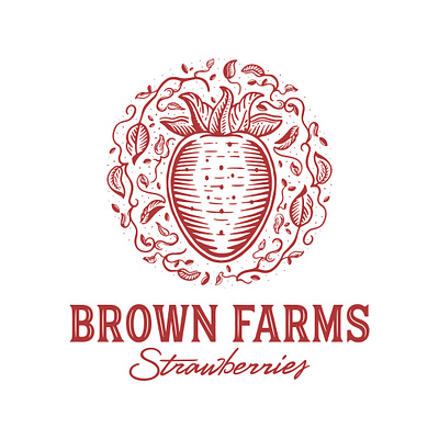 Brown Farms Visual Identity branding digital art digital illustration farm logo graphic design illustration ipad art logo logo design strawberry logo vintage illustration vintage logo visual identity