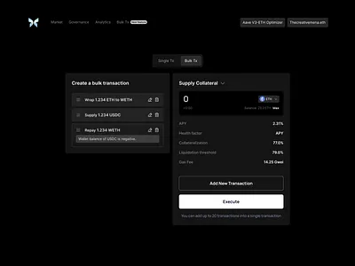 Bulk Transaction - Lending Protocol app design app ui blockchain card crypto defi finance invest lending menu pop up web design web3