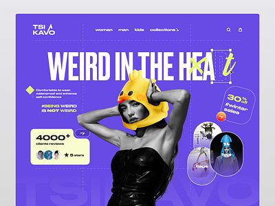 Ecommerce - Website UI TSIKAVO branding cloth cloths design ecommerce figma graphic design hat illustration landing logo shop tsikavo ui uiux vector web website weird