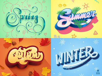 Seasons design handlettering lettering seasons vector vectorart