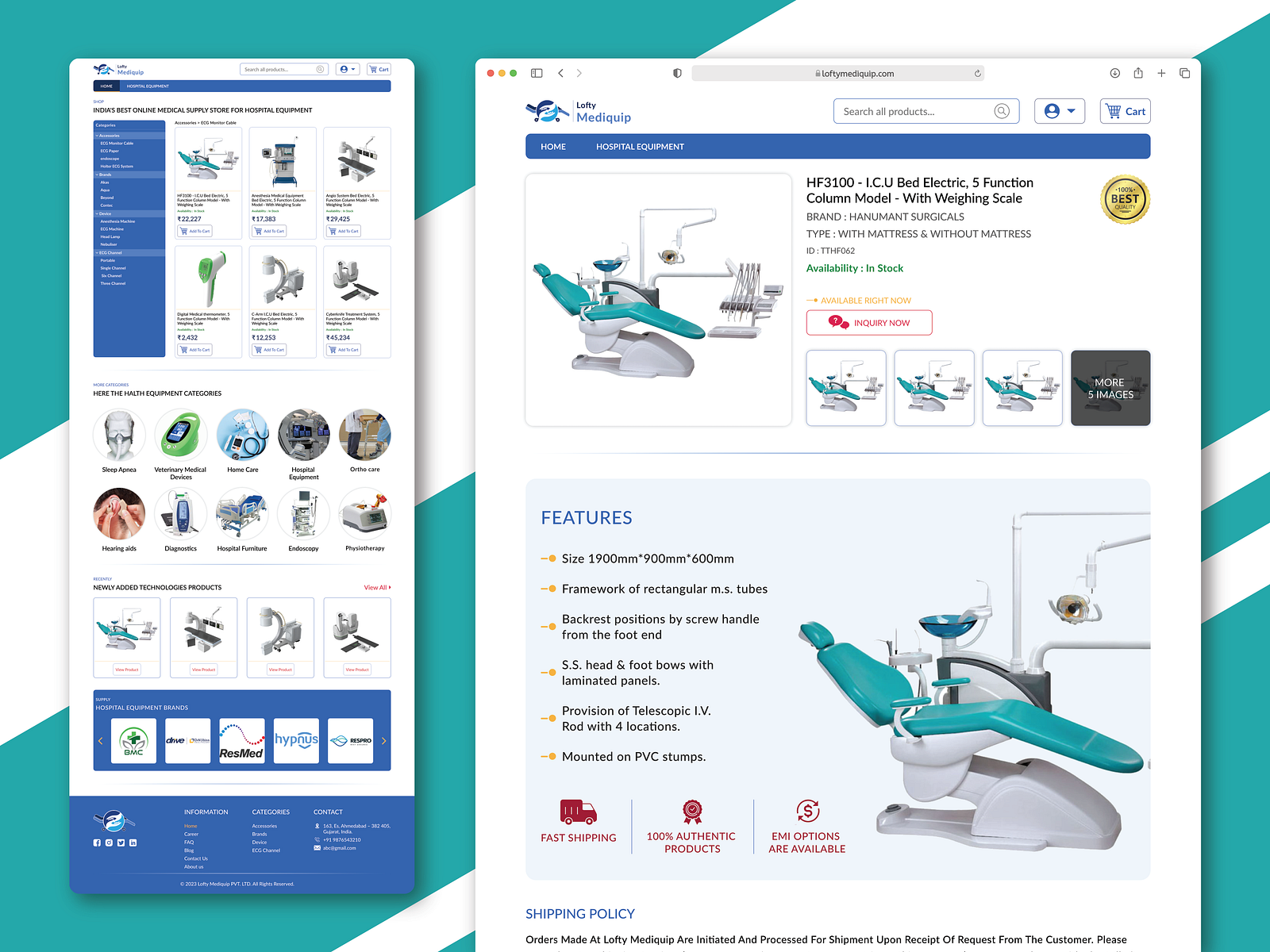 Lofty Mediquip Medical Equiment Seller site by Widle Studio LLP on