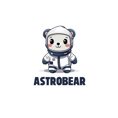 cartoon white bear wearing astronaut suit. astronaut bear mascot cute tattoos