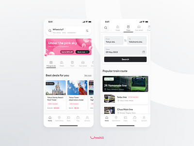 Homepage - Travel booking app japan mobile sakura travel ui