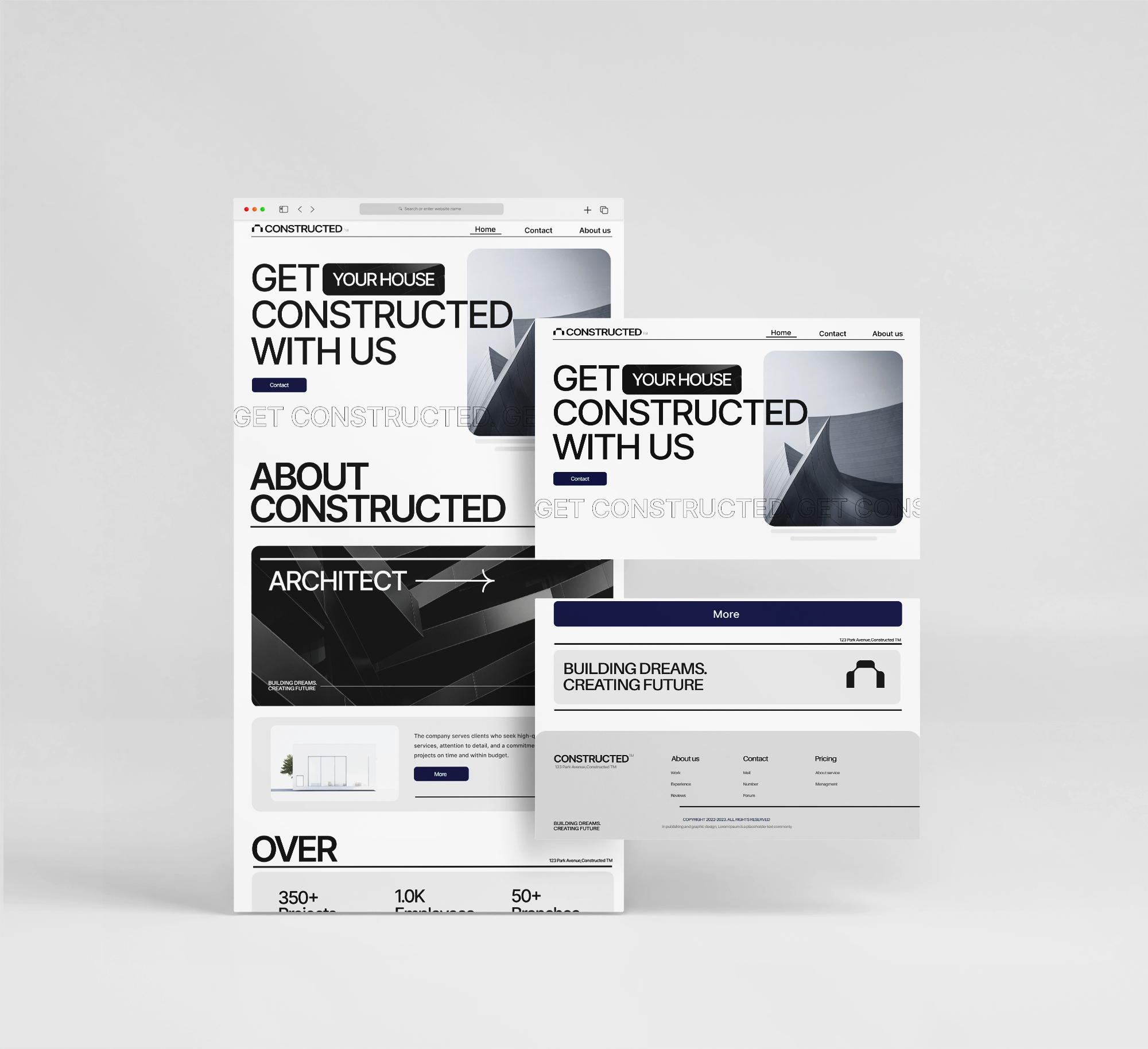 Construction company landing page design badge design brand identity design graphic design logo ui ux vector