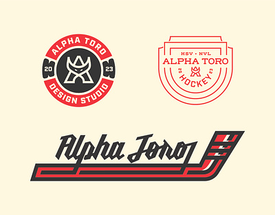 Alpha Toro Vintage Hockey Badges branding design digital art digital illustration graphic design hockey badge illustration logo vintage badge design