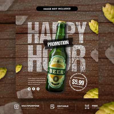 Cheers & Beers: Beer Happy Hour Social Media Template cheers and beers