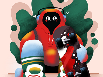 Skater animation design graphic design happy hoodie icon illustration line logo minimal music retro simple skater ui