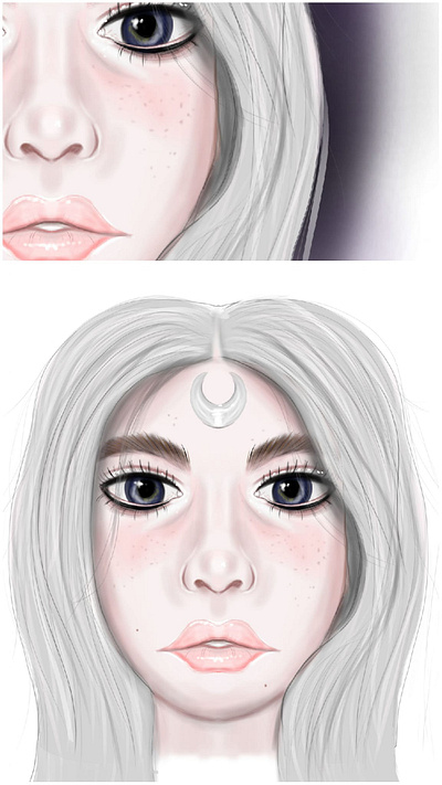 Portrait. design digital digitalart drawing face fairy girl moon portrait realism tattoo