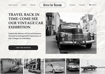 Museum of retro cars - Web design 3d animation app art black branding design graphic design illustration landingpage logo motion graphics ui ux vector web webdesign website white