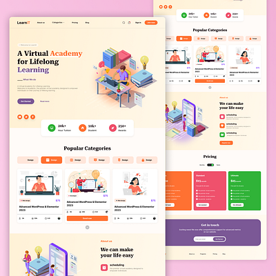 online learning landing page design design graphic design portfolio ui ux