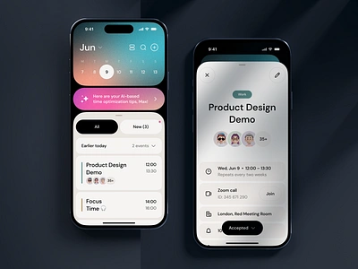 ✨ Calendar concept ai app calendar design event insights interface ios iosapp iphone mobile mobileapp schedule time ui ux