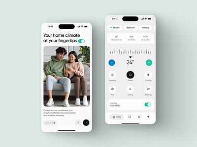 Smart Air Conditioner - Mobile app air con clean design mobile app redesign smart home ui ux uxui