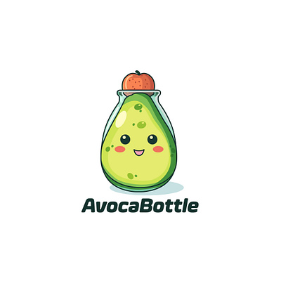 Adorable cute cartoon avocado in a green bottle bottle tattoos
