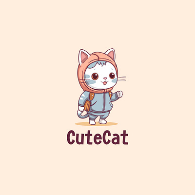 cute adorable cartoon cat wearing a jacket with pastel colors. cute tattoos