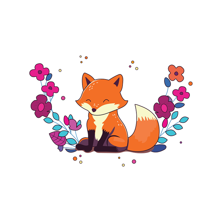 Cartoon fox with flowers by Daria on Dribbble