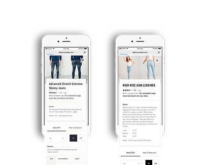 Abercrombie & Hollister - Fit Education mobile design retail ui user experience ux