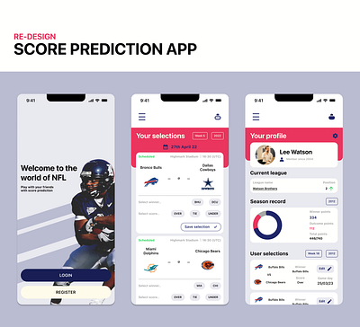 Re-design - Score prediction app animation app design sports app ui ux design