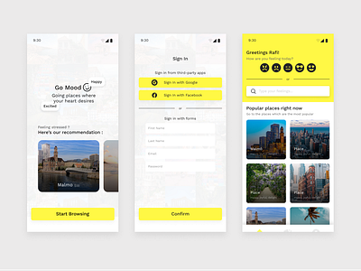 GoMood Travel App android app travel yellow