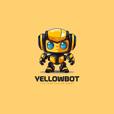 cute adorable cartoon bee robot standing in black yellow color hero tattoos