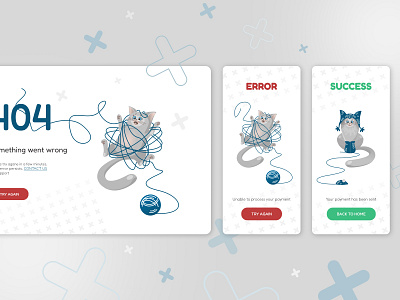 404 error page, cute cats app design illustration typography ui ux vector