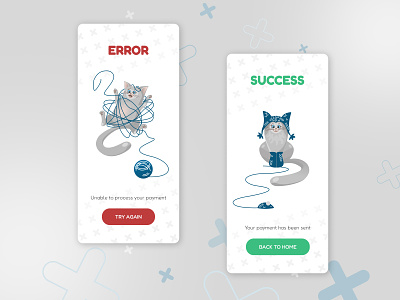 Error and success pages for mobile app Cute cats app design graphic design illustration typography ui ux vector