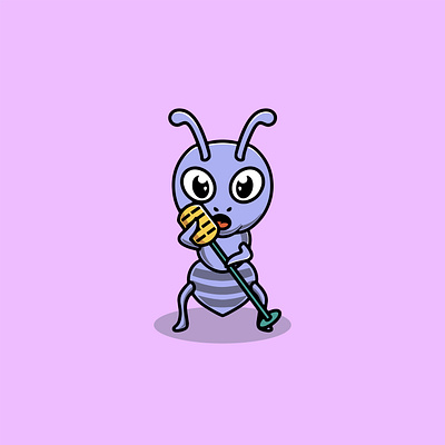 Cute Baby Ant Singing Illustration branding graphic design singing insect ui