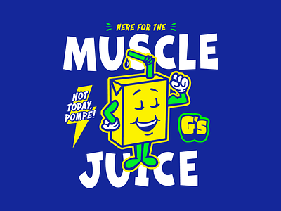 Here for the Muscle Juice branding character illustration mascot t shirt design