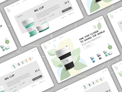 Main screen & card of product For EcoCup design graphic design illustration typography ui ux vector