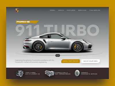 Porche 911 Turbo Landing Page Concept automotivedesign automotiveexcellence conceptdesign dribbbledesign elegance innovation porche redesigned sleekdesign technology uiinspiration uxdesign