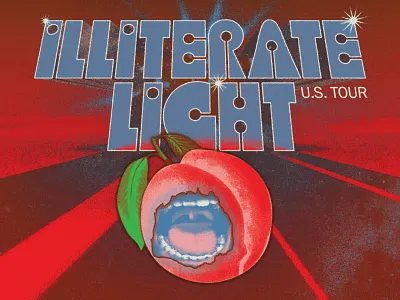 Illiterate Light Tour Graphics album art band band branding band graphic band merch branding gig poster graphic design music music branding music industry peach poster design psychedelic rva show poster texture tour branding tour graphics typography